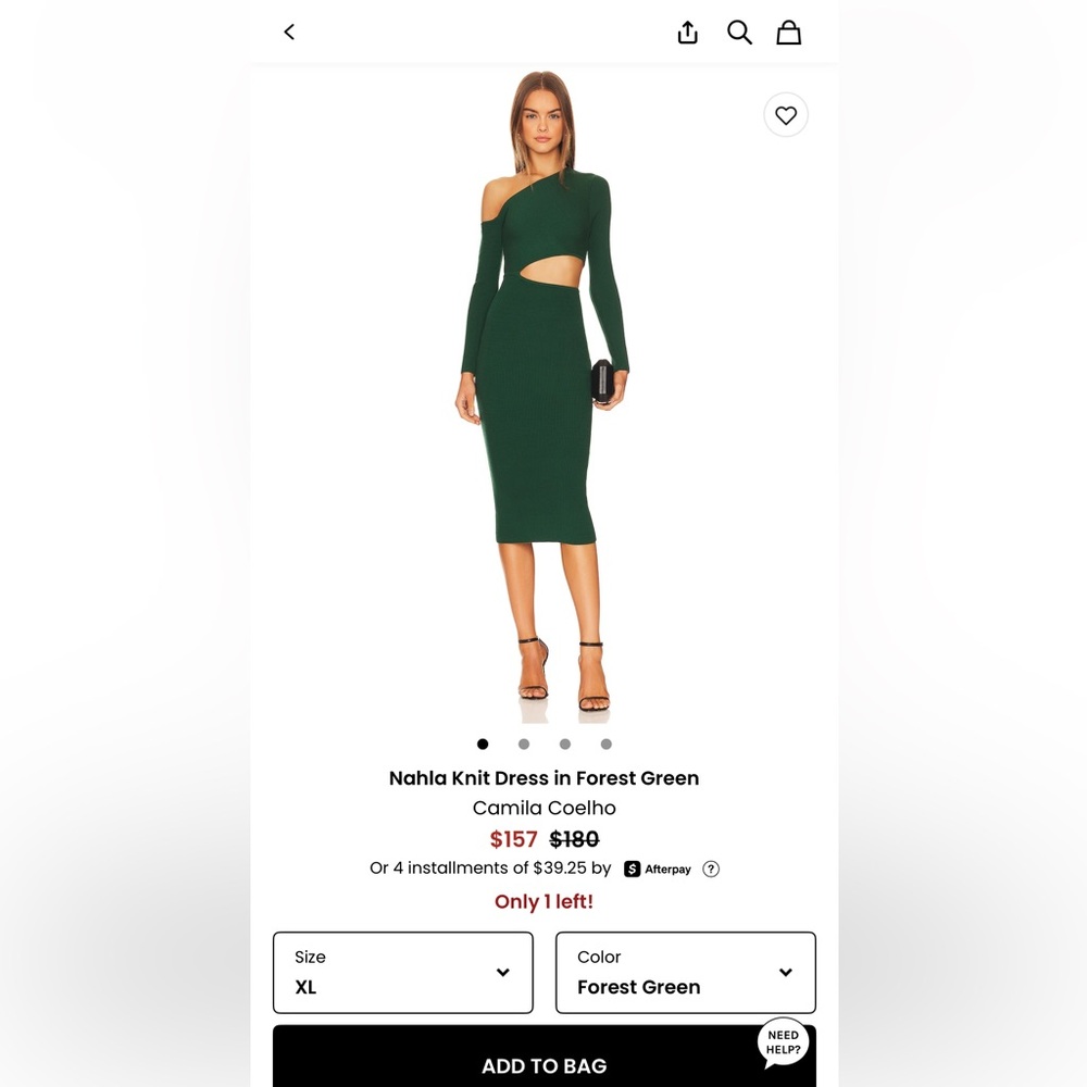 Camila Coelho Forest Green Knit Skirt